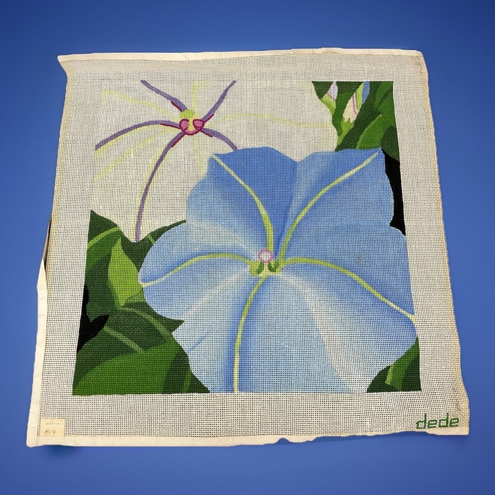 DEDE‎ Hand Painted Needlepoint Canvas - Morning Glory Glories Flower Spring 13ct